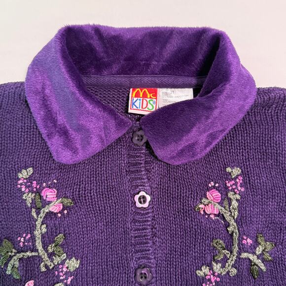 VTG McKids Cardigan Sweater Girls 2T Embroidered Knit Cottagecore Storybook Cute - Picture 4 of 12